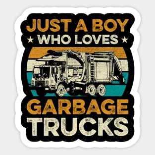 Just A Boy Who Loves Garbage Trucks Vintage Sticker